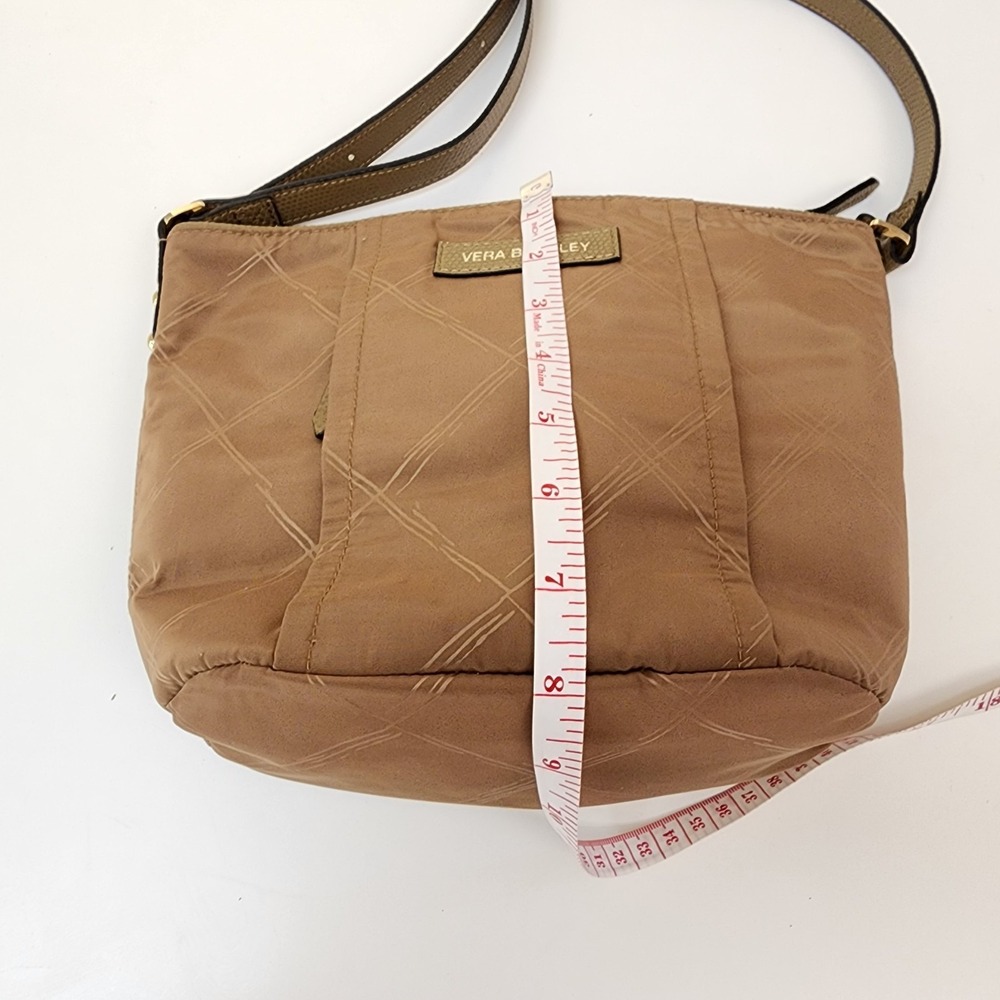 Vera Bradley Preppy Poly Crossbody Bag Tan Diamond Pattern Toast Bag - Picture 9 of 12